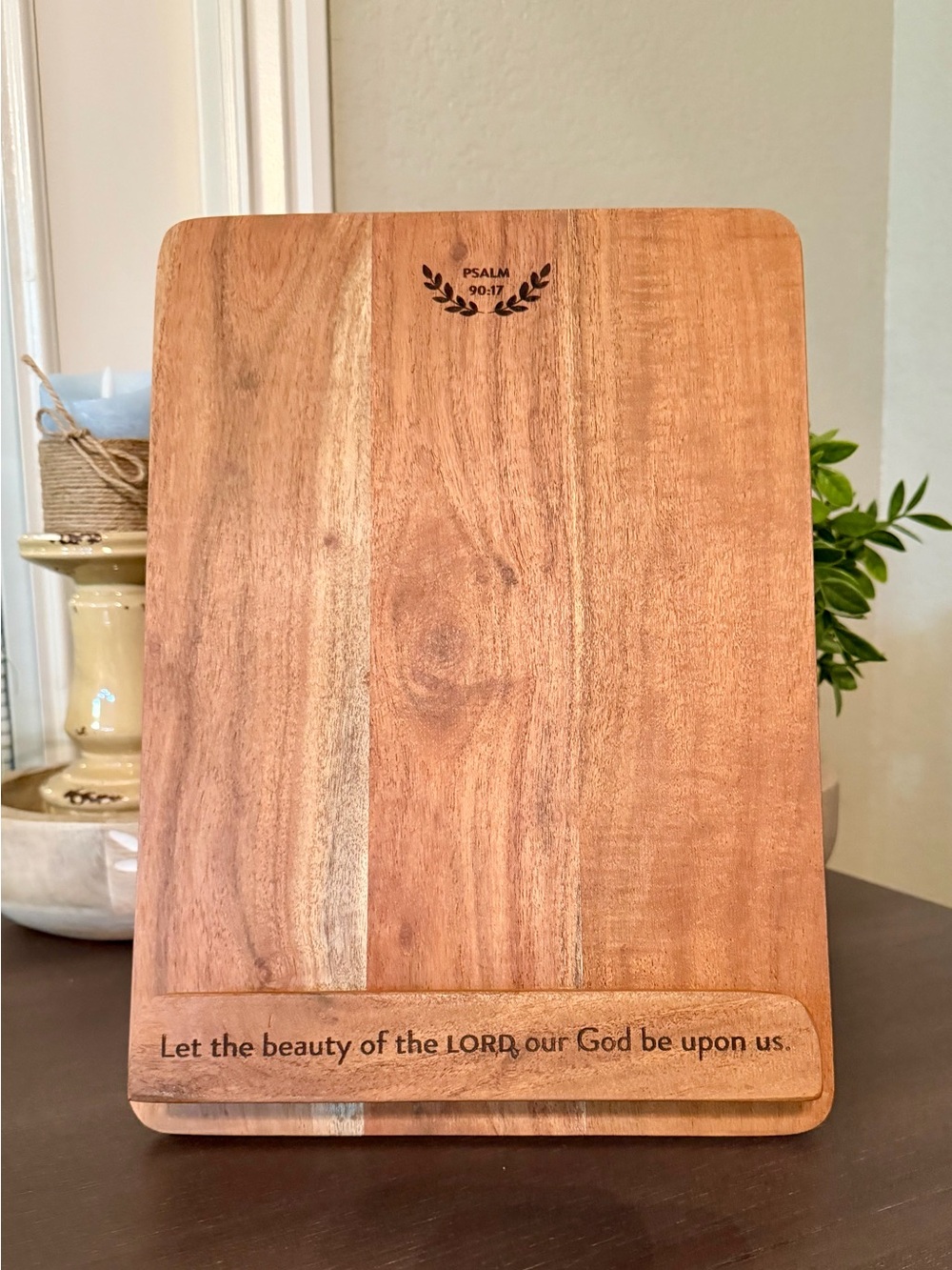 Mary & Martha Psalm 90:17 Wood Cookbook Stand